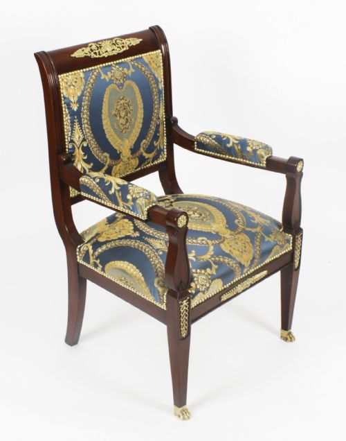 fig 3. Antique Pair French Empire Revival Ormolu Mounted Armchairs C1870 19th C
