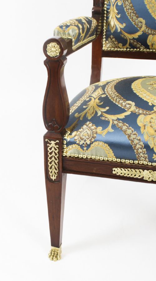 fig 7. Antique Pair French Empire Revival Ormolu Mounted Armchairs C1870 19th C
