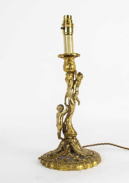 fig 2. Antique Pair French Ormolu Rococo Cherub Table Lamps C1870 19th C
