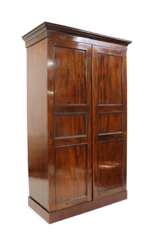 Antique Victorian Flame Mahogany Two Door Wardrobe C.1880 19th C
