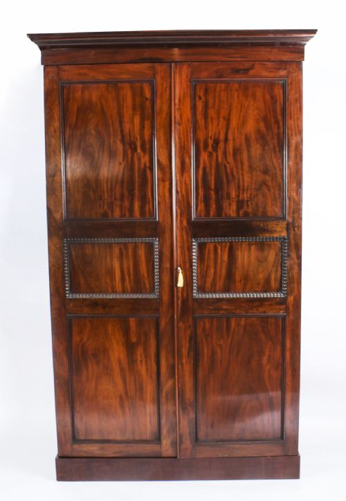 fig 1. Antique Victorian Flame Mahogany Two Door Wardrobe c.1880 19th C
