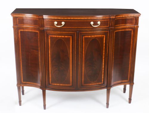 Antique Serpentine Cross-banded Cabinet Sideboard Maple & Co 19th C

