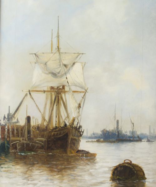 ANTIQUE ENGLISH OIL ON CANVAS PAINTING OF A RIVER SCENE EDWARD FLETCHER 19TH C - ADDITIONAL PHOTO 6