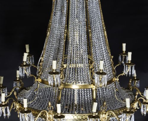 fig 1. Antique Louis Revival 36 light Ballroom Cut Crystal Tent Chandelier c1920
