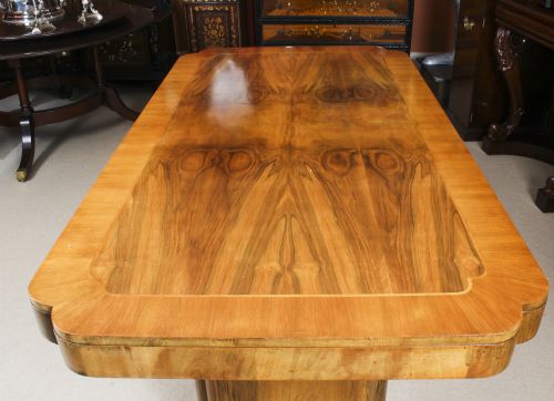 fig 3. Antique Art Deco Burr Walnut Dining Table & 6 Cloud Back Chairs 20th C