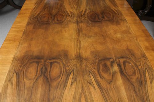 fig 4. Antique Art Deco Burr Walnut Dining Table & 6 Cloud Back Chairs 20th C