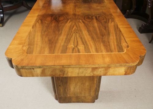 fig 6. Antique Art Deco Burr Walnut Dining Table & 6 Cloud Back Chairs 20th C