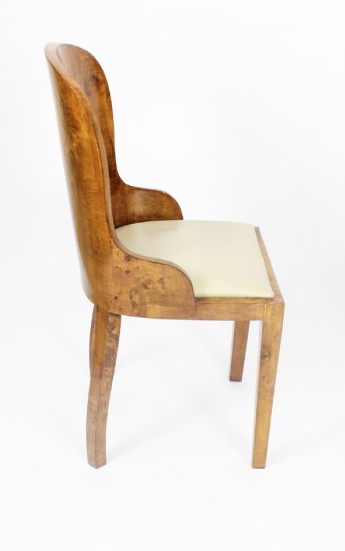 fig 8. Antique Art Deco Burr Walnut Dining Table & 6 Cloud Back Chairs 20th C