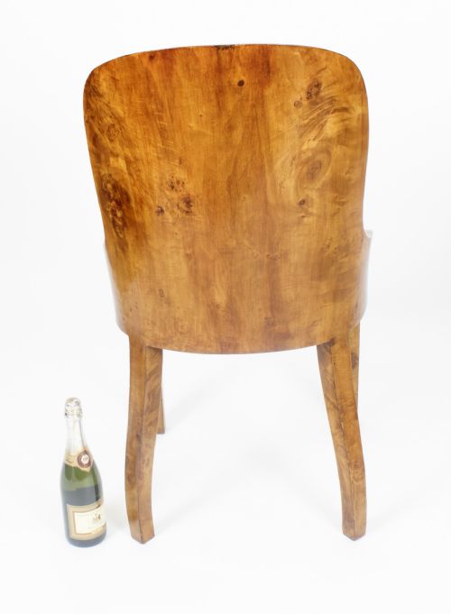 fig 9. Antique Art Deco Burr Walnut Dining Table & 6 Cloud Back Chairs 20th C