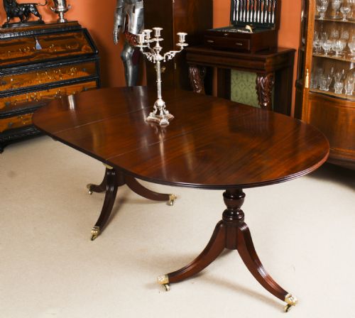 fig 1. Antique 6ft Regency Twin Pillar Dining Table 19th C