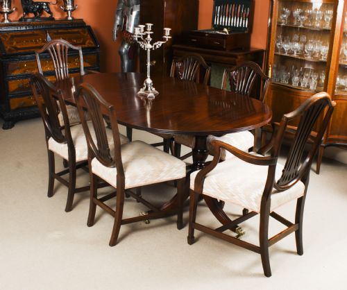 fig 4. Antique 6ft Regency Twin Pillar Dining Table 19th C