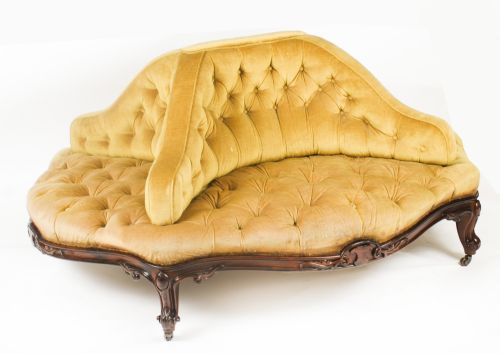 Antique Victorian Love Seat Conversation Settee C1850 19th C
