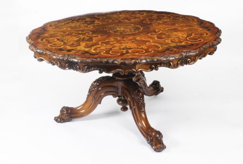 Antique 4ft 6" Diam Burr Walnut Marquetry Dining / Centre Table C1860 19th C
