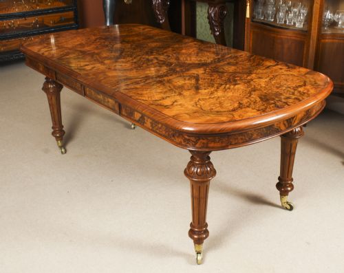 Antique Victorian Petite Burr Walnut Extending Dining Table 19th C

