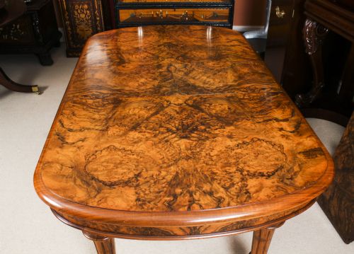 fig 6. Antique Victorian Petite Burr Walnut Extending Dining Table 19th C
