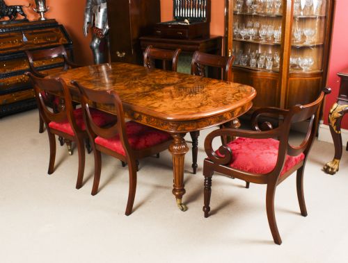 fig 7. Antique Victorian Petite Burr Walnut Extending Dining Table 19th C