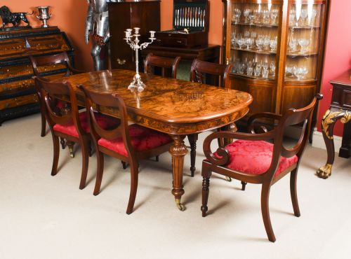 fig 8. Antique Victorian Petite Burr Walnut Extending Dining Table 19th C