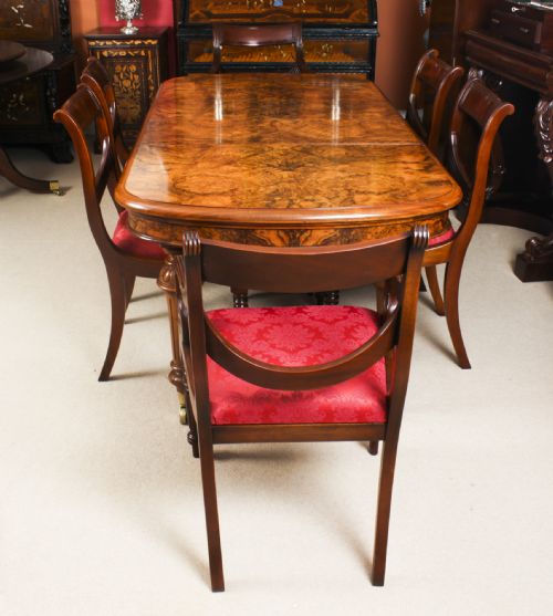 fig 9. Antique Victorian Petite Burr Walnut Extending Dining Table 19th C