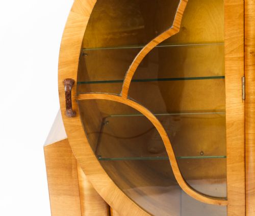 fig 2. Antique Art Deco Burr Walnut Rocket Display Cabinet c.1920

