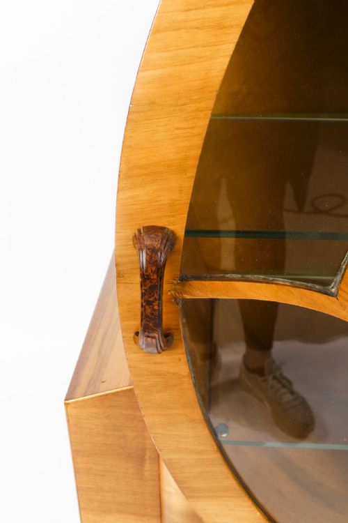 fig 3. Antique Art Deco Burr Walnut Rocket Display Cabinet c.1920
