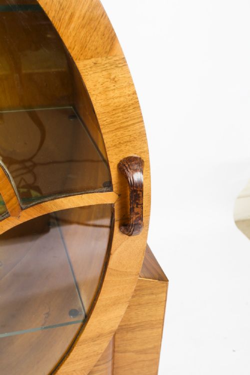 fig 4. Antique Art Deco Burr Walnut Rocket Display Cabinet c.1920
