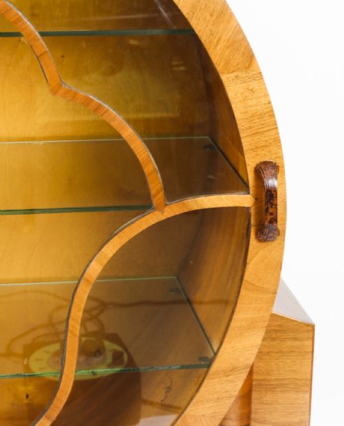 fig 6. Antique Art Deco Burr Walnut Rocket Display Cabinet c.1920

