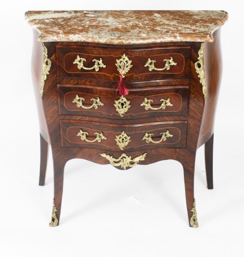 fig 1. Antique French Louis Revival Ormolu Mounted Commode 19th Century
