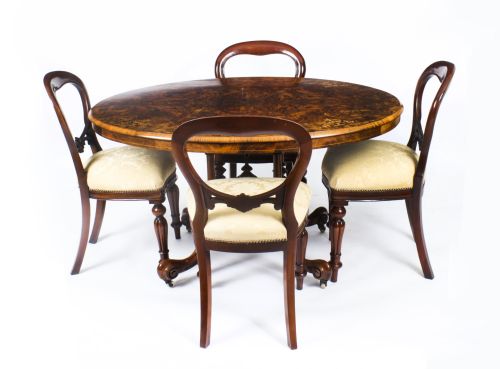 fig 1. Antique Victorian Burr Walnut Oval Loo Table 19th Century