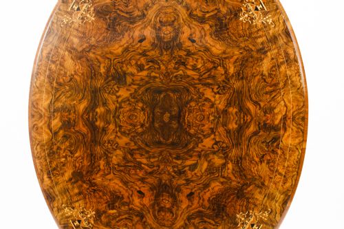 fig 3. Antique Victorian Burr Walnut Oval Loo Table 19th Century