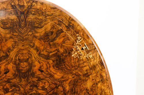 fig 4. Antique Victorian Burr Walnut Oval Loo Table 19th Century
