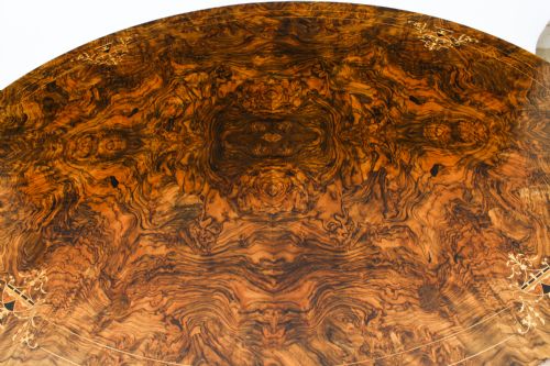 fig 7. Antique Victorian Burr Walnut Oval Loo Table 19th Century