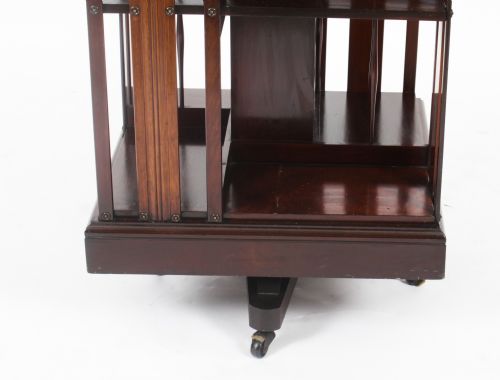 fig 3. Antique Victorian Marquetry Inlaid Revolving Bookcase 19th C