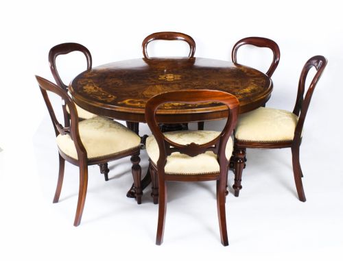 fig 1. Antique Victorian 4ft 6 Diam Burr Walnut Marquetry Centre Loo Table 19th C
