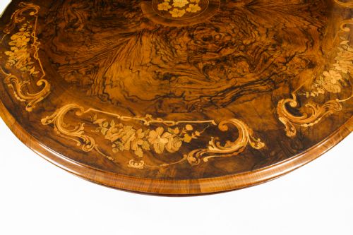 fig 4. Antique Victorian 4ft 6 Diam Burr Walnut Marquetry Centre Loo Table 19th C

