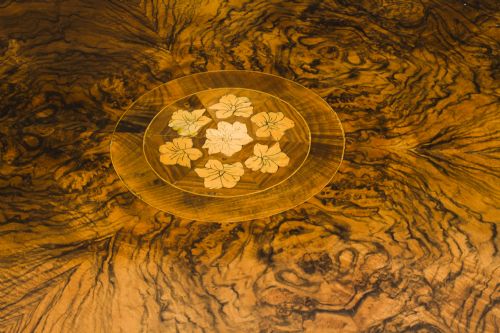 fig 7. Antique Victorian 4ft 6 Diam Burr Walnut Marquetry Centre Loo Table 19th C
