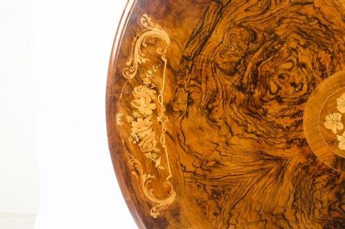 fig 8. Antique Victorian 4ft 6 Diam Burr Walnut Marquetry Centre Loo Table 19th C

