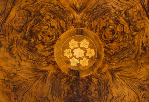 fig 9. Antique Victorian 4ft 6 Diam Burr Walnut Marquetry Centre Loo Table 19th C
