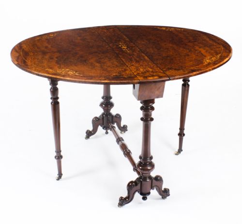 Antique Victorian Burr Walnut & Inlaid Sutherland Table C.1870 19th C

