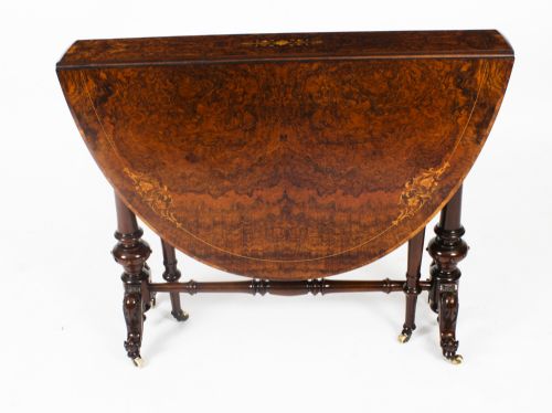 fig 4. Antique Victorian Burr Walnut & Inlaid Sutherland Table c.1870 19th C
