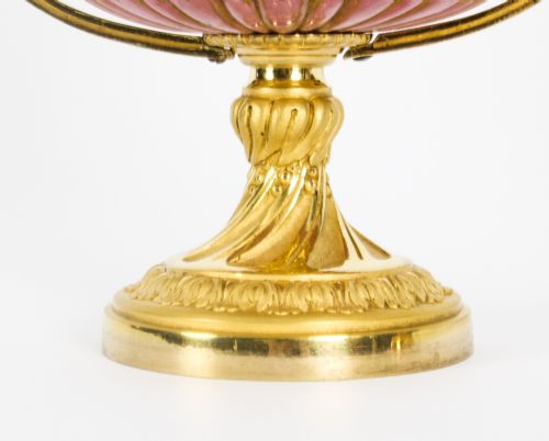 ANTIQUE PAIR FRENCH ORMOLU MOUNTED PINK SEVRES LIDDED VASES 19TH C - ADDITIONAL PHOTO 8