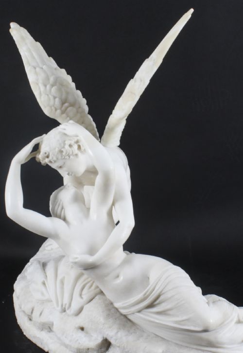 fig 3. Antique Carrara Marble Lovers Sculpture after Canova 19th Century

