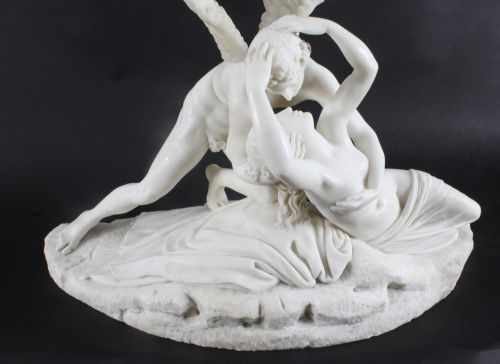 fig 4. Antique Carrara Marble Lovers Sculpture after Canova 19th Century

