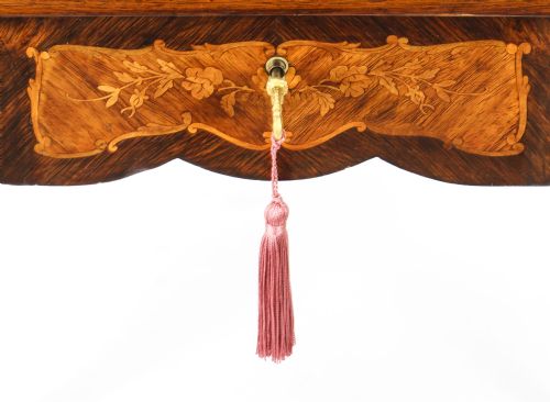fig 6. Antique French Burr Walnut Marquetry Card / Writing Table 19th Century