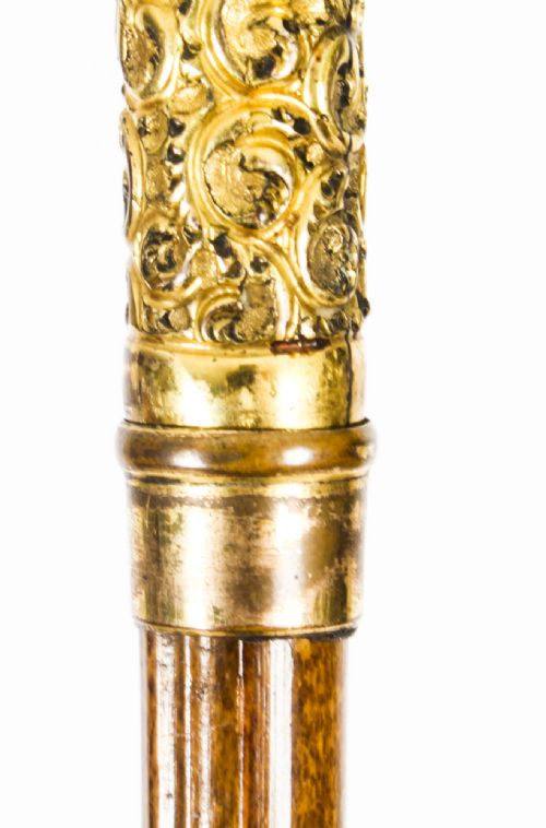 fig 2. Antique Edwardian Bamboo Ormolu Sword / Walking Stick Cane London 1900