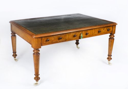 Antique Victorian 6 Drawer Pollard Oak Partners Writing Table C1850 19th C