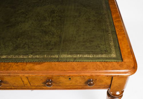 fig 4. Antique Victorian 6 Drawer Pollard Oak Partners Writing Table C1850 19th C