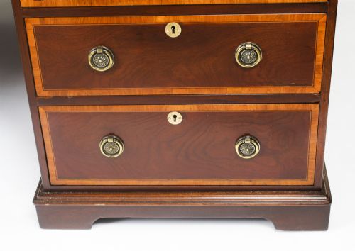 fig 2. Antique Victorian Flame Mahogany Partners Pedestal Desk c.1870 19th C