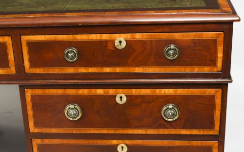 fig 3. Antique Victorian Flame Mahogany Partners Pedestal Desk c.1870 19th C