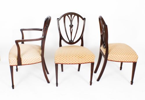fig 1. Antique Set 14 Hepplewhite Mahogany Dining Chairs 19th Century