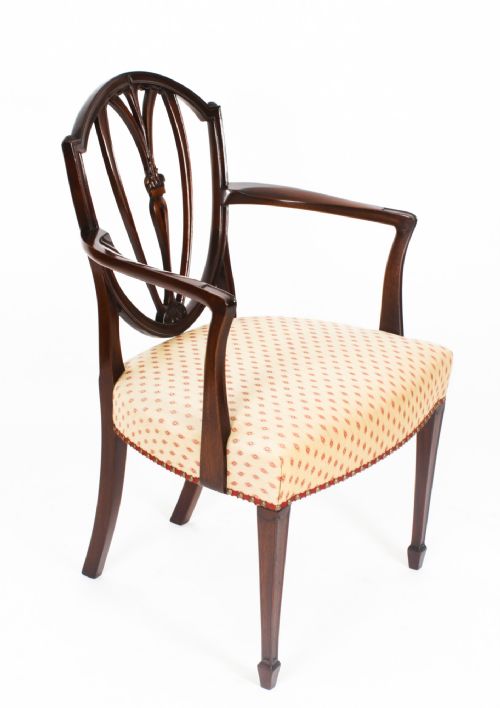 fig 2. Antique Set 14 Hepplewhite Mahogany Dining Chairs 19th Century